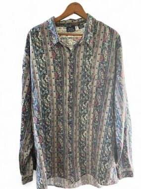 Men’s Bon Homme Multicolor Paisley Stripe Button-Down Shirt